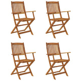5 Piece Folding Outdoor Dining Set Solid Acacia Wood - Front View