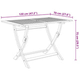 5 Piece Folding Outdoor Dining Set Solid Acacia Wood - Rear View