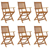 7 Piece Folding Outdoor Dining Set Solid Acacia Wood - Front View