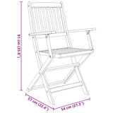 7 Piece Folding Outdoor Dining Set Solid Acacia Wood - Close-Up Angle