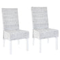 Dining Chairs 2 pcs Light Brown Kubu Rattan and Mahogany Wood