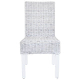 Dining Chairs 2 pcs Light Brown Kubu Rattan and Mahogany Wood