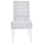 Dining Chairs 2 pcs Light Brown Kubu Rattan and Mahogany Wood