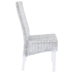 Dining Chairs 2 pcs Light Brown Kubu Rattan and Mahogany Wood