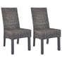 Dining Chairs 2 pcs Brown Kubu Rattan and Mahogany Wood