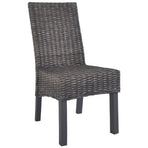 Dining Chairs 2 pcs Brown Kubu Rattan and Mahogany Wood
