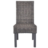 Dining Chairs 2 pcs Brown Kubu Rattan and Mahogany Wood