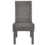 Dining Chairs 2 pcs Brown Kubu Rattan and Mahogany Wood