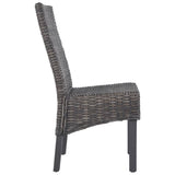 Dining Chairs 2 pcs Brown Kubu Rattan and Mahogany Wood - Top-Down View
