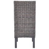 Dining Chairs 2 pcs Brown Kubu Rattan and Mahogany Wood