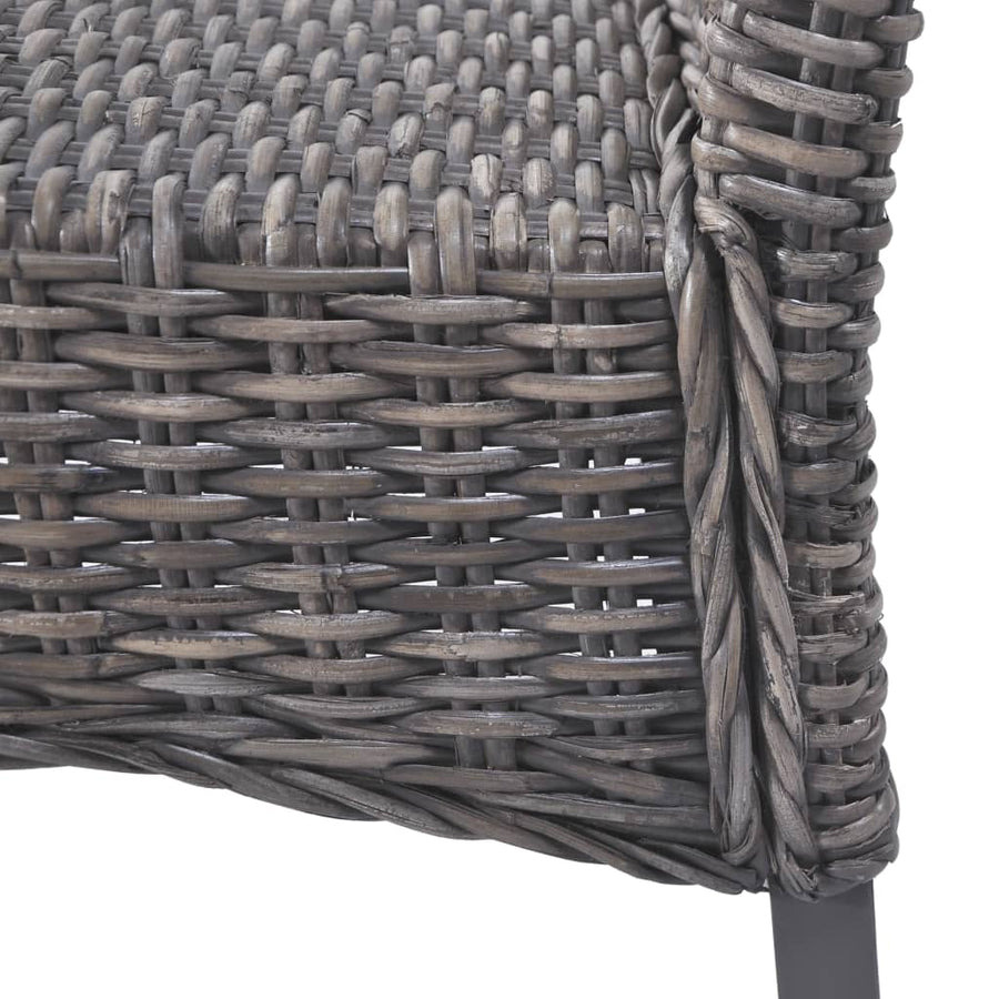Dining Chairs 2 pcs Brown Kubu Rattan and Mahogany Wood
