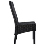 Dining Chairs 2 pcs Black Kubu Rattan and Mahogany Wood
