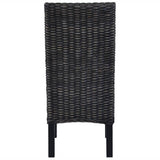 Dining Chairs 2 pcs Black Kubu Rattan and Mahogany Wood