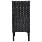 Dining Chairs 2 pcs Black Kubu Rattan and Mahogany Wood