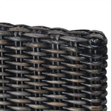 Dining Chairs 2 pcs Black Kubu Rattan and Mahogany Wood