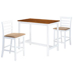 Bar Table and Chair Set 3 Pieces Solid Wood Brown and White