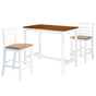 Bar Table and Chair Set 3 Pieces Solid Wood Brown and White