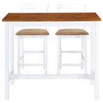 Bar Table and Chair Set 3 Pieces Solid Wood Brown and White