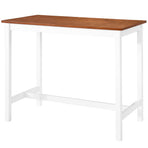 Bar Table and Chair Set 3 Pieces Solid Wood Brown and White