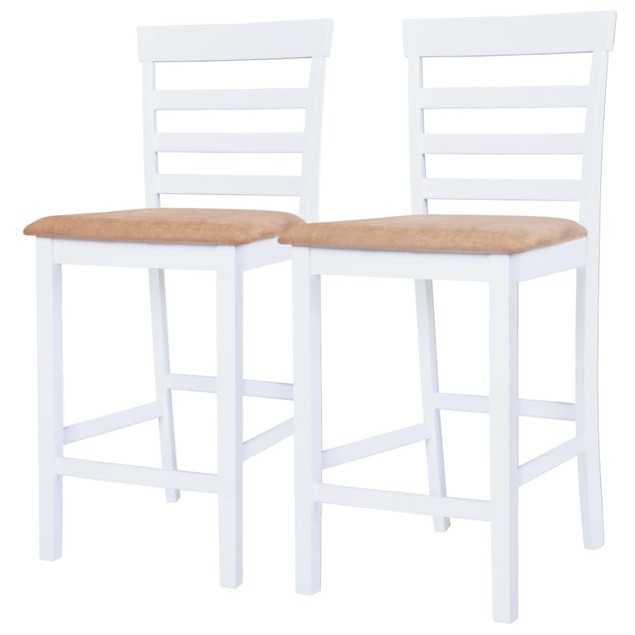 Bar Table and Chair Set 3 Pieces Solid Wood Brown and White