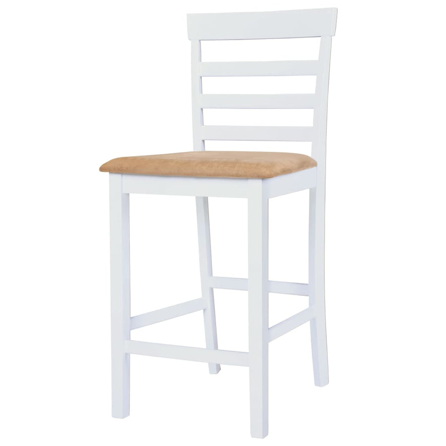 Bar Table and Chair Set 3 Pieces Solid Wood Brown and White