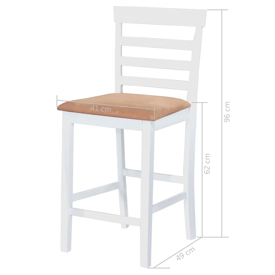 Bar Table and Chair Set 3 Pieces Solid Wood Brown and White