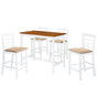 Bar Table and Chair Set 5 Pieces Solid Wood Brown and White