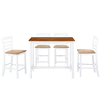Bar Table and Chair Set 5 Pieces Solid Wood Brown and White