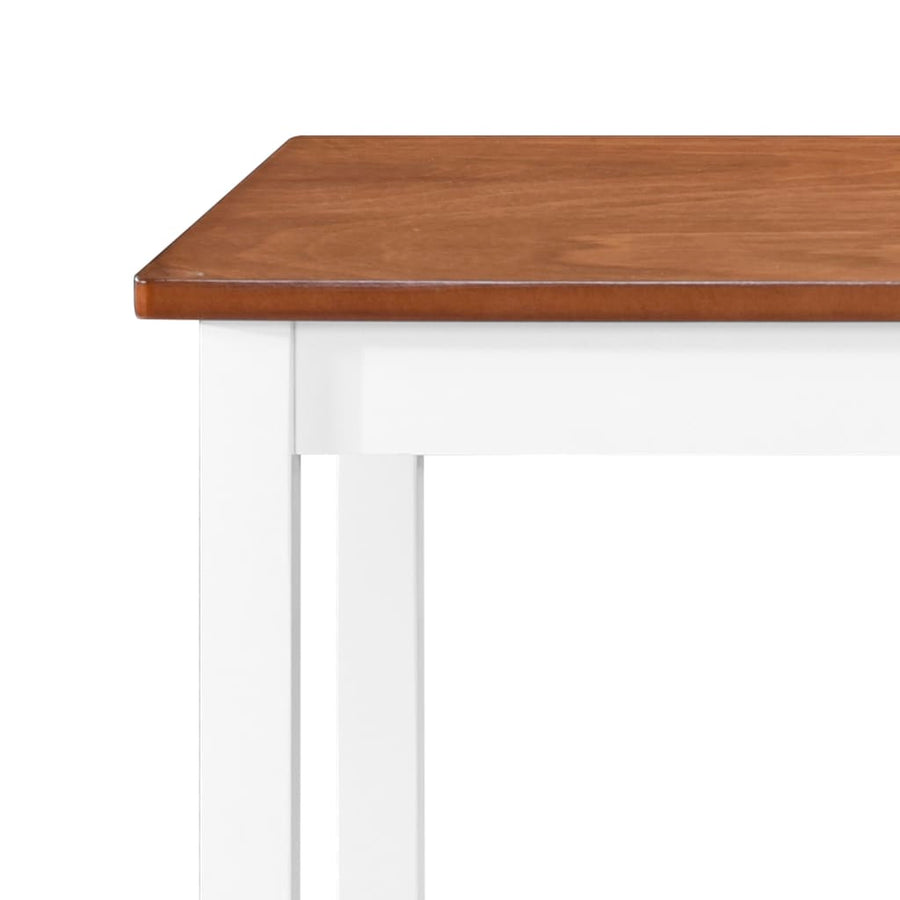 Bar Table and Chair Set 5 Pieces Solid Wood Brown and White