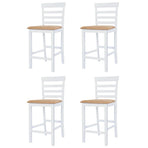 Bar Table and Chair Set 5 Pieces Solid Wood Brown and White