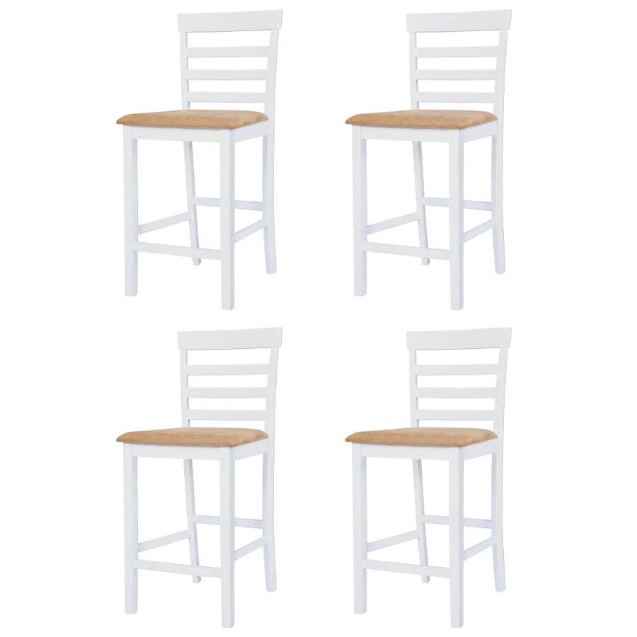 Bar Table and Chair Set 5 Pieces Solid Wood Brown and White