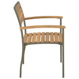Stackable Outdoor Chairs 2 pcs Solid Acacia Wood and Steel - Side View