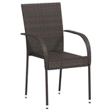 Stackable Outdoor Chairs 2 pcs Poly Rattan Brown - Side View