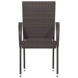 Stackable Outdoor Chairs 2 pcs Poly Rattan Brown - Top-Down View