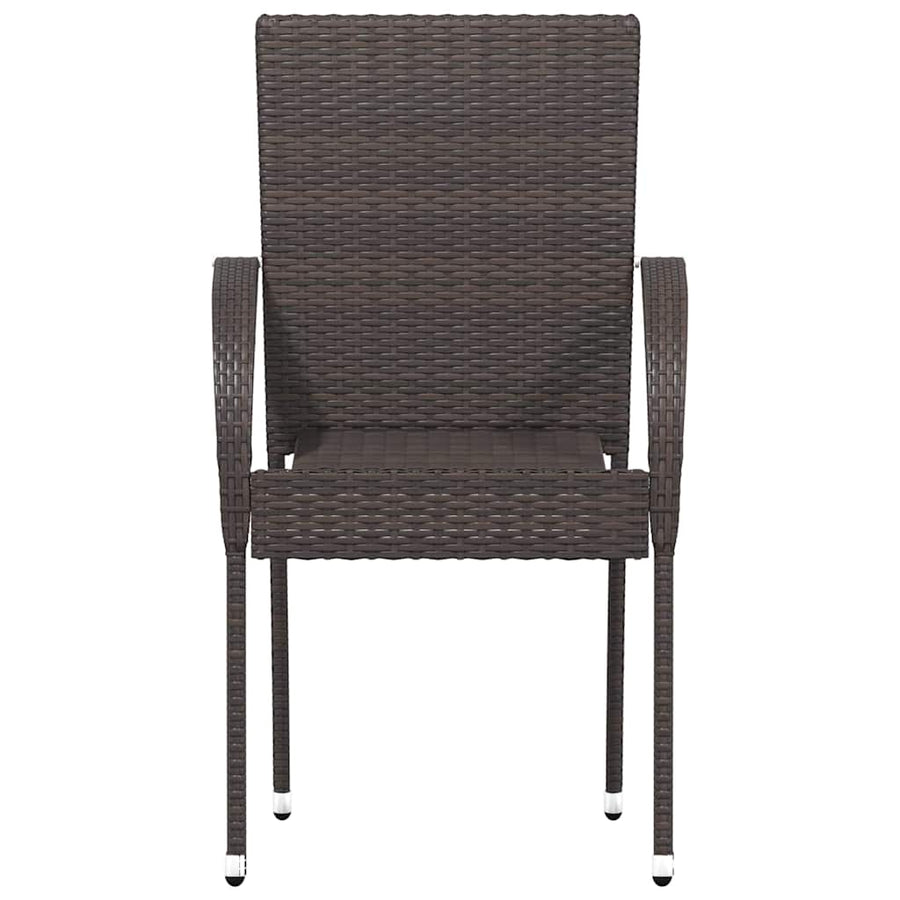 Stackable Outdoor Chairs 2 pcs Poly Rattan Brown