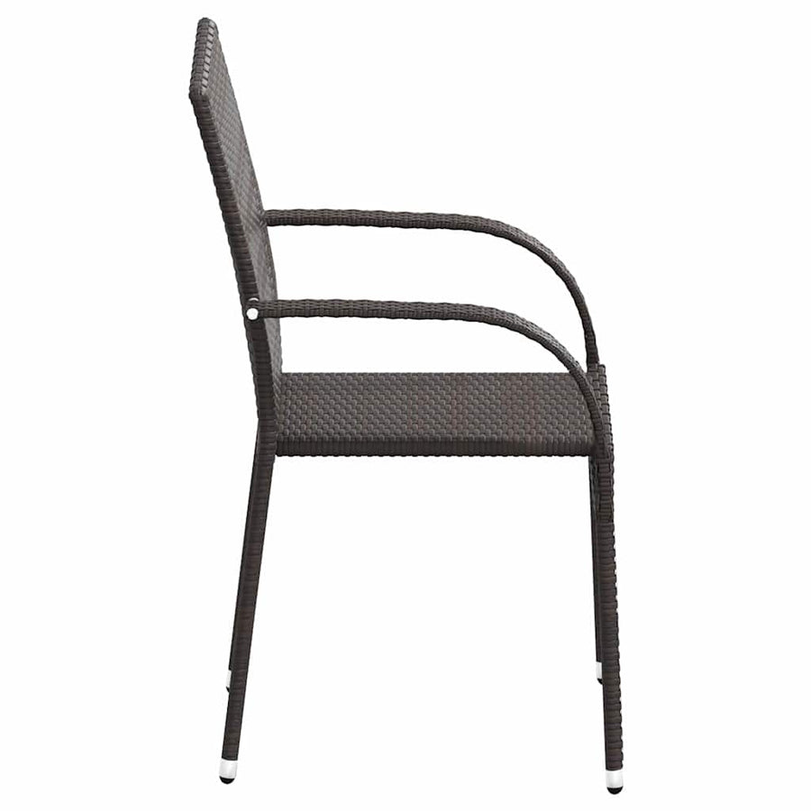 Stackable Outdoor Chairs 2 pcs Poly Rattan Brown