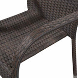 Stackable Outdoor Chairs 2 pcs Poly Rattan Brown - Close-Up Angle