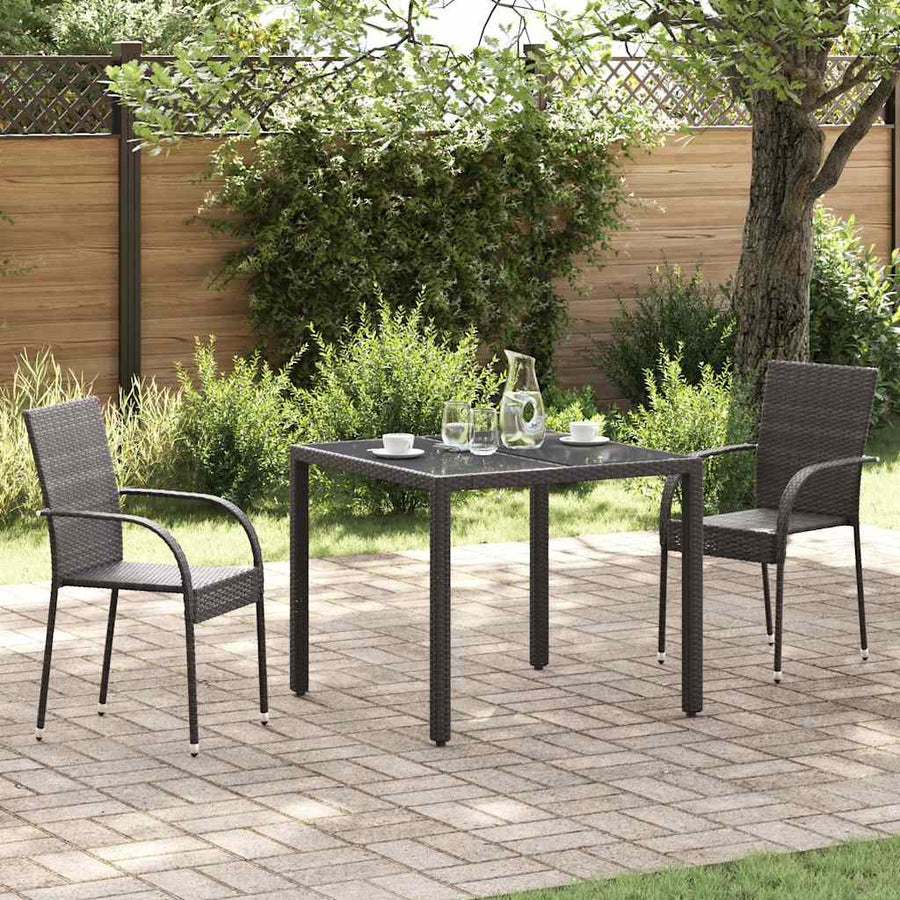 Stackable Outdoor Chairs 2 pcs Poly Rattan Brown