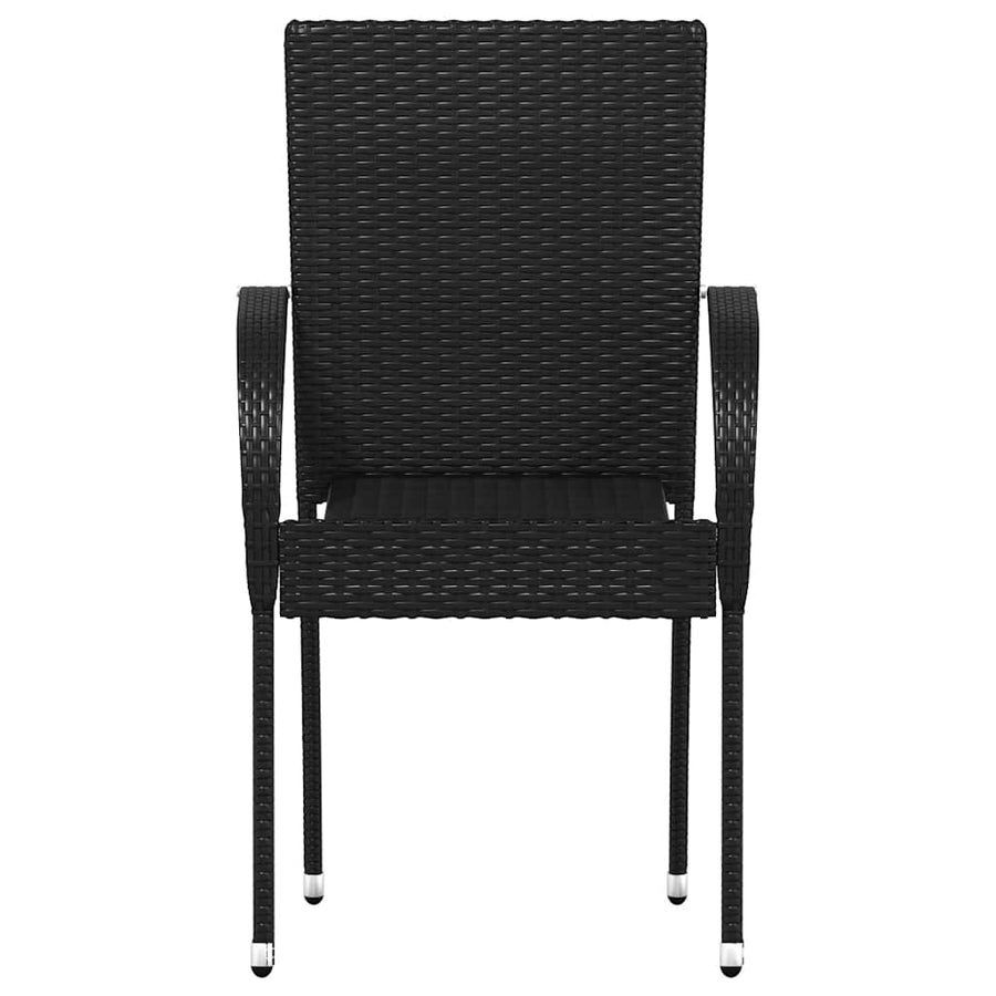 Stackable Outdoor Chairs 2 pcs Poly Rattan Black
