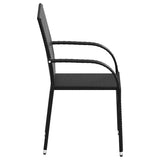 Stackable Outdoor Chairs 2 pcs Poly Rattan Black - 45-Degree Angle