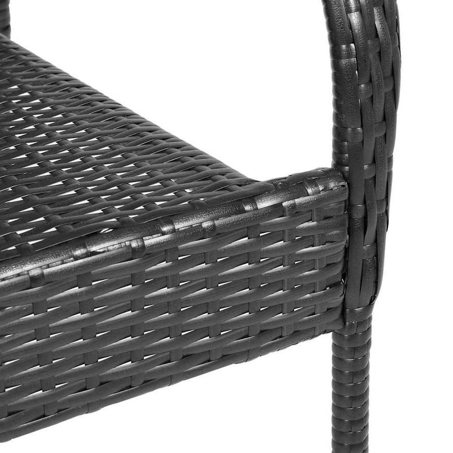 Stackable Outdoor Chairs 2 pcs Poly Rattan Black
