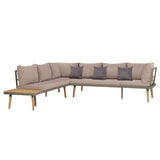 4 Piece Garden Lounge Set with Cushions Solid Acacia Wood Brown - Front View