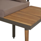 4 Piece Garden Lounge Set with Cushions Solid Acacia Wood Brown - Side View