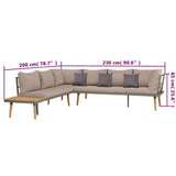 4 Piece Garden Lounge Set with Cushions Solid Acacia Wood Brown