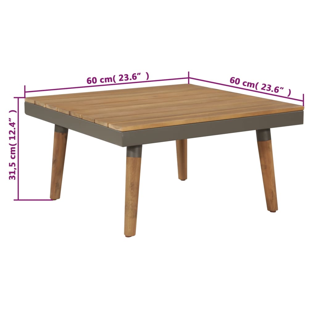 4 Piece Garden Lounge Set with Cushions Solid Acacia Wood Brown