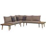4 Piece Garden Lounge Set with Cushions Solid Acacia Wood Brown - Front View