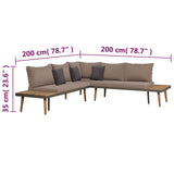 4 Piece Garden Lounge Set with Cushions Solid Acacia Wood Brown - Close-Up Angle