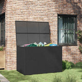Garden Storage Box Black 150x100x100 cm Poly Rattan - Side View