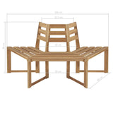 Tree Bench Half-hexagonal 160 cm Solid Acacia Wood - Rear View