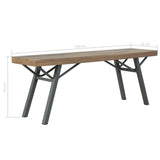 Garden Bench 120 cm Solid Acacia Wood - Rear View